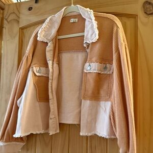 Color block Crop Shacket